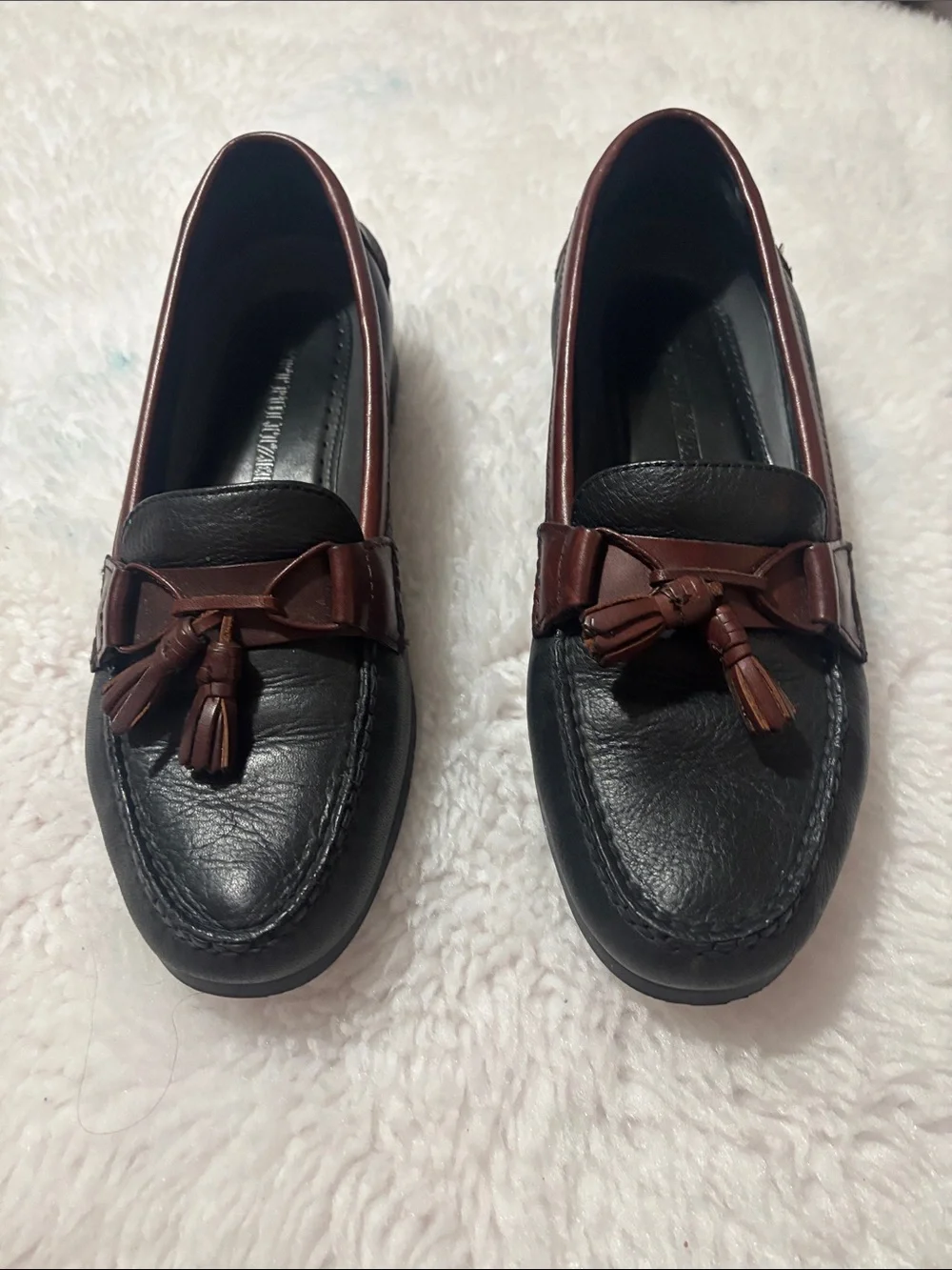 Men's Two-Tone Black and Brown Tassel Loafers